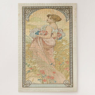 Puzzle Verano 1900: Un Art Nouveau de Mucha