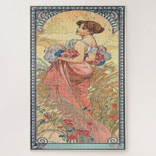 Puzzle Verano 1900: Un Art Nouveau de Mucha