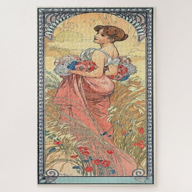 Puzzle Verano 1900: Un Art Nouveau de Mucha (Vertical)