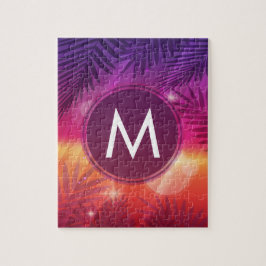 Puzzle Verano Árboles de palmas de sol Monograma Naranja 