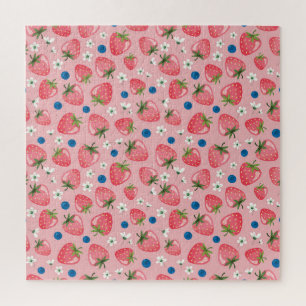 Puzzle Verano de fresa, fondo personalizado de niñita.