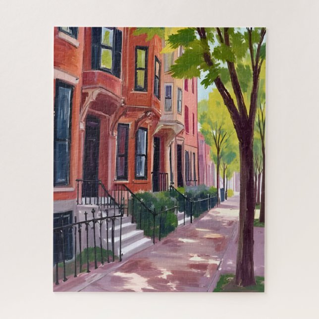 Puzzle Verano en Boston | Brownstones de Massachusetts (Vertical)