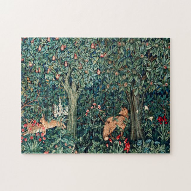 Puzzle VERDAD, ANIMALES FORESTALES Hares, Fox, Floral Ver (Horizontal)