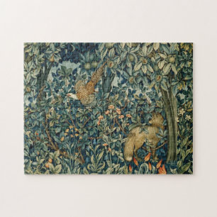 Puzzle VERDAD, ANIMALES FORESTALES Pheasant, Fox, hojas v