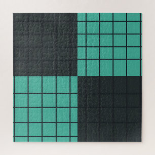 Puzzle Verde Azul Gris Oscuro Patrón de Cuadrícula Modern