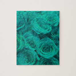 Puzzle Verde azulado elegante romántico - rosas verdes