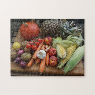 Puzzle Verduras y frutas de la cosecha de huertos