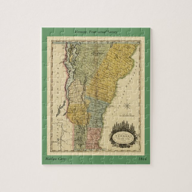 Puzzle Vermont, de la encuesta real - Mapa de la época 18 (Vertical)
