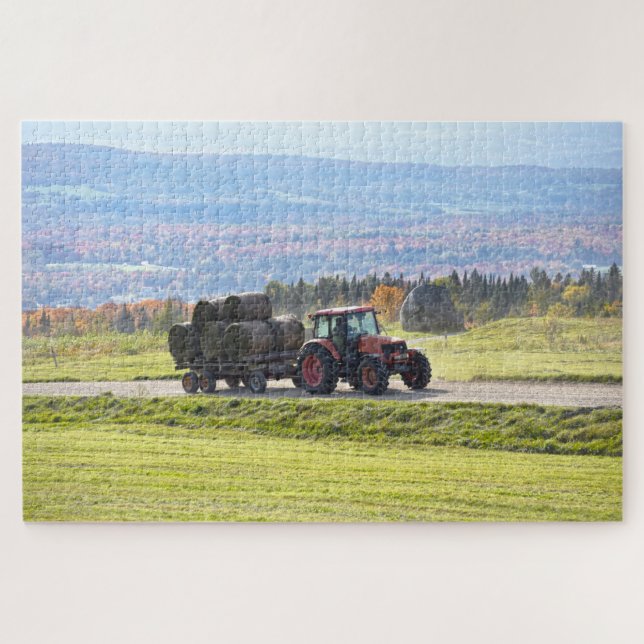 Puzzle Vermont Tractor Hauling Hay Bales (Horizontal)