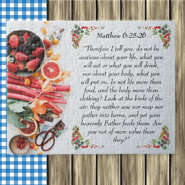 Puzzle Verso biblia inspirador de Mateo 6:25 (Subido por el creador)