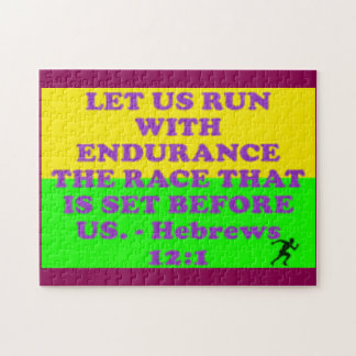 Puzzle Verso de la Biblia de Hebreos 12:1.