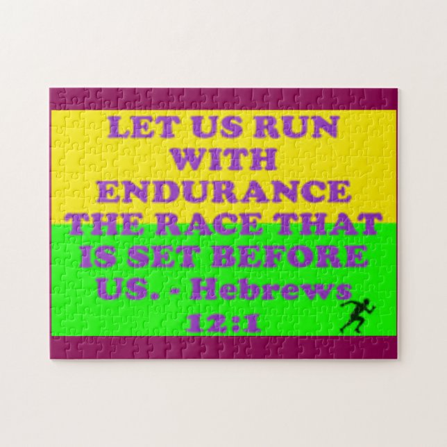 Puzzle Verso de la Biblia de Hebreos 12:1. (Horizontal)