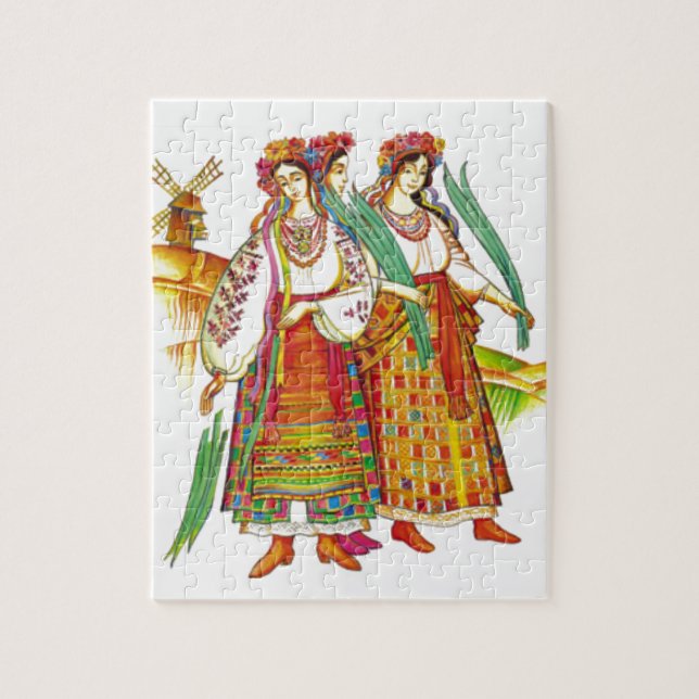 Puzzle Vestido ucraniano tradicional de Kyivschyna (Vertical)