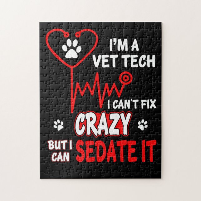 Puzzle Vet Tech Can_t Fix Crazy T Shirt (Vertical)