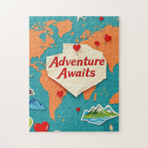 Puzzle Viaja por el mapa del mundo con pines para el cora