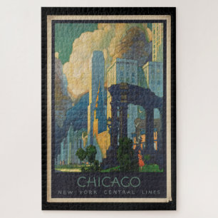 Puzzle Viajando en Chicago a New York Central Lines Vinta
