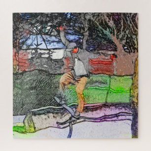 Puzzle Viajando por las vías - Diseño de patineta Persona