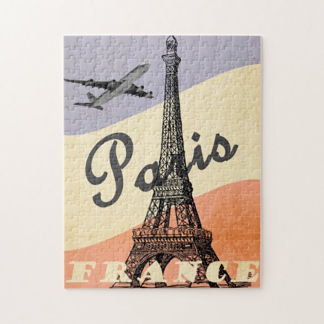 Puzzle Viaje aéreo europeo de la Torre Eiffel de París (Vertical)