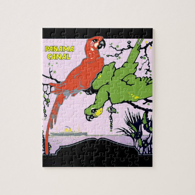 Puzzle Viaje al canal de Panamá - Ilustracion de animales (Vertical)