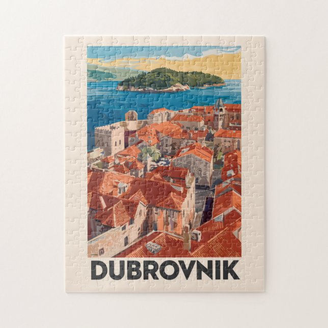 Puzzle Viaje de arte de Ilustracion de Dubrovnik Croacia (Vertical)
