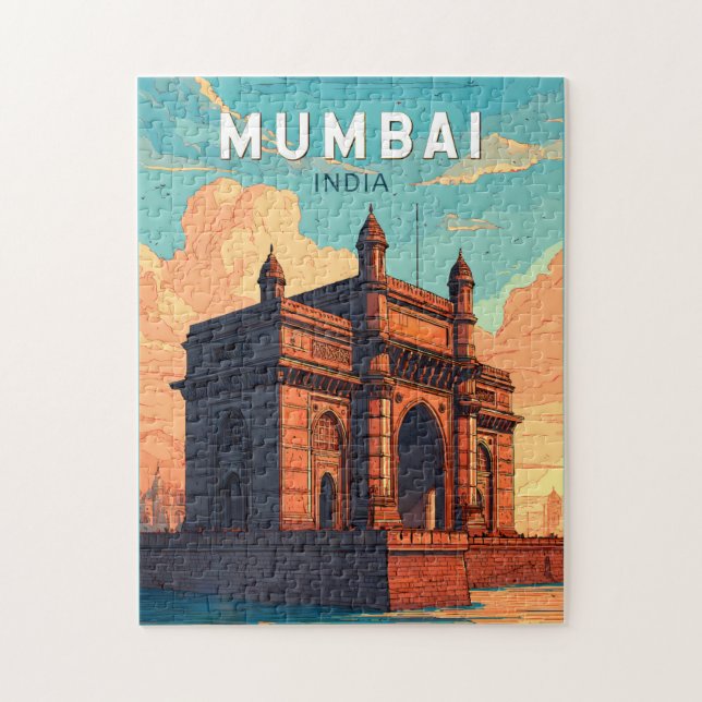 Puzzle Viaje de arte de Ilustracion de la India en Bombay (Vertical)