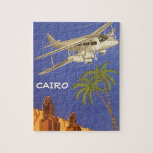 Puzzle Viaje de cosecha a El Cairo, Egipto, avión biplano
