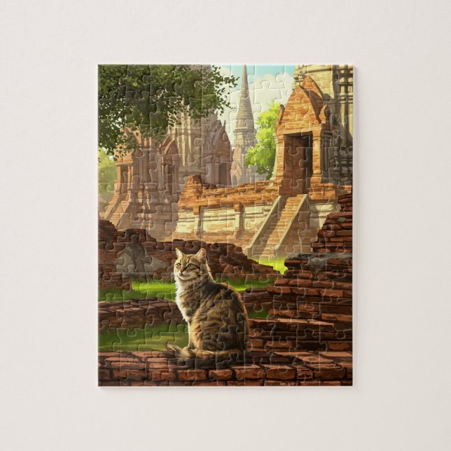 Puzzle Viaje de gato a Ayutthaya Tailandia (Vertical)