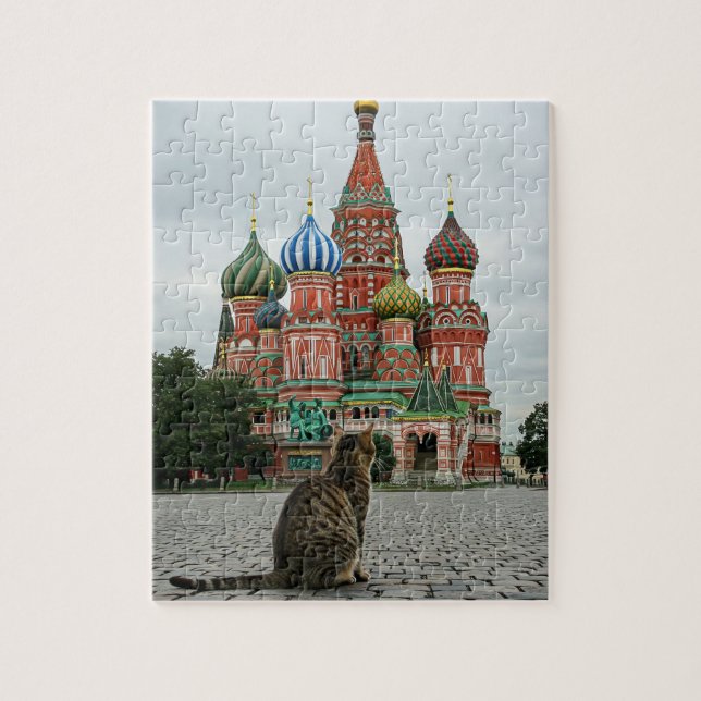 Puzzle Viaje de gato a Rusia en Moscú (Vertical)