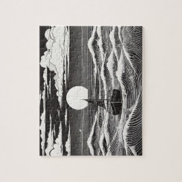 Puzzle Viaje de luna nocturna náutica sobre el agua