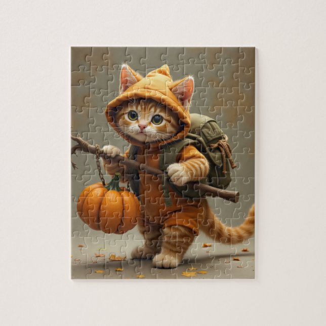 Puzzle viaje de otoño de hobo kitten (Vertical)