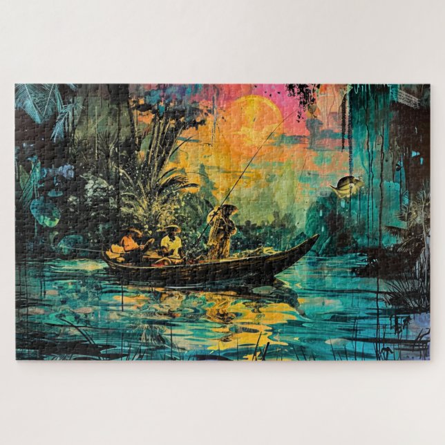 Puzzle Viaje de pesca - Agujero pesquero no incluido (Horizontal)