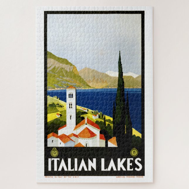 Puzzle Viaje de turismo por lagos italianos de estilo Art (Vertical)