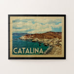 Puzzle Viaje del vintage de Catalina California<br><div class="desc">Diseño de California de la isla de Catalina en el estilo del viaje del vintage que ofrece una vista pacífica magnífica de la isla.</div>