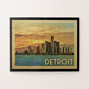Puzzle Viaje del vintage de Detroit Michigan