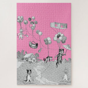 Puzzle Viaje en globo de gato, Louis Wain
