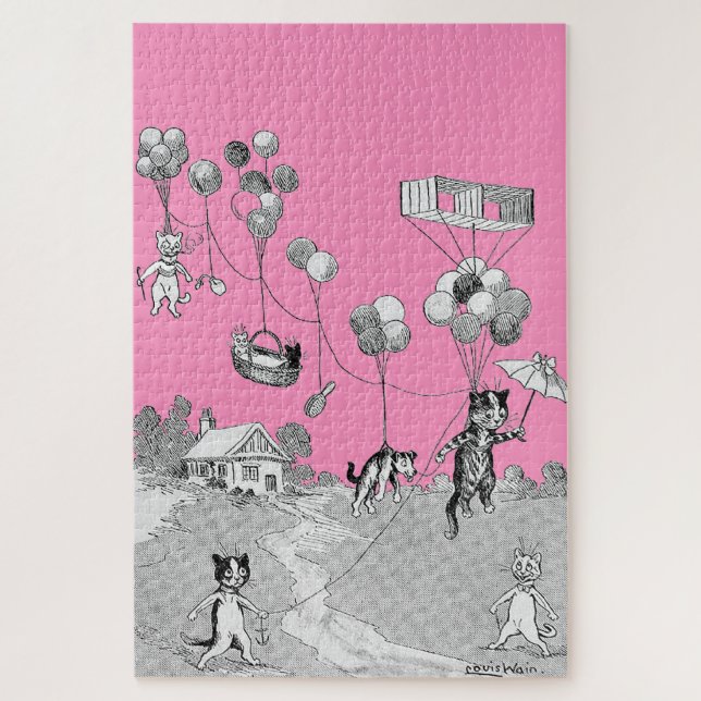 Puzzle Viaje en globo de gato, Louis Wain (Vertical)