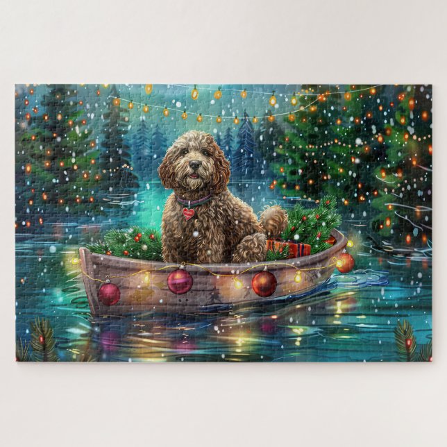 Puzzle Viaje Festivo de Navidad de Cockapoo (Horizontal)