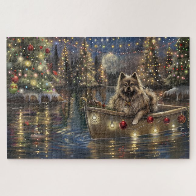 Puzzle Viaje festivo de Navidad de Keeshond (Horizontal)