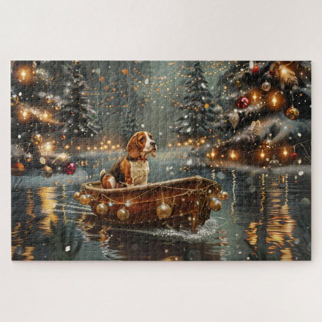 Puzzle Viaje Festivo de Navidad del Beagle (Horizontal)
