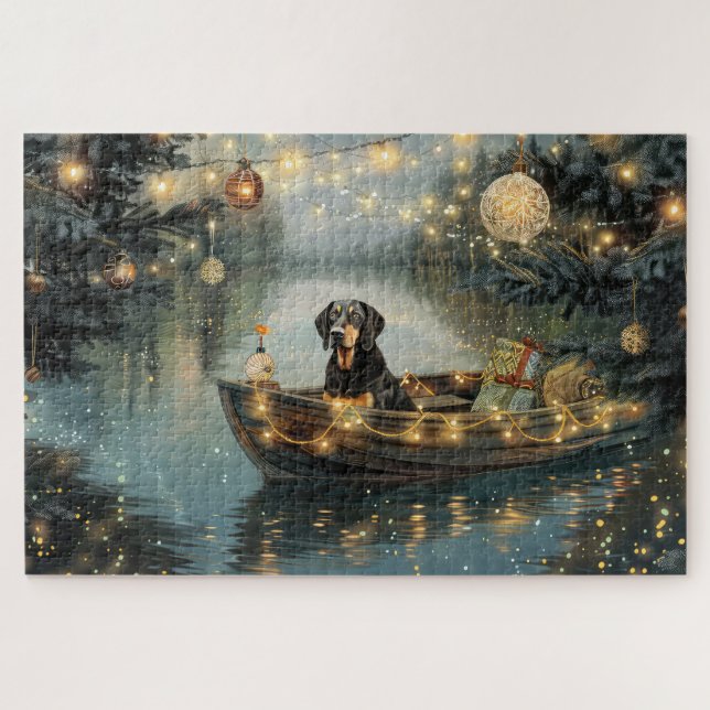 Puzzle Viaje Festivo de Navidad del Bluetick Coonhound (Horizontal)