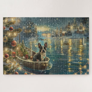 Puzzle Viaje Festivo de Navidad del Boston Terrier