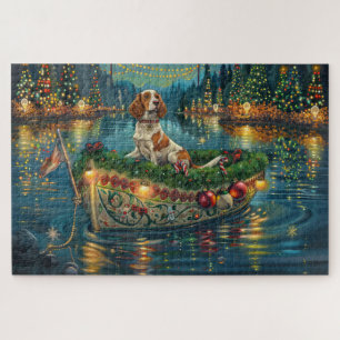 Puzzle Viaje festivo de Navidad del Brittany Spaniel