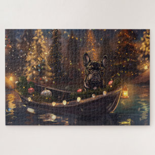 Puzzle Viaje Festivo de Navidad del Bulldog Francés