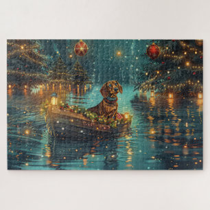Puzzle Viaje Festivo de Navidad del Dachshund