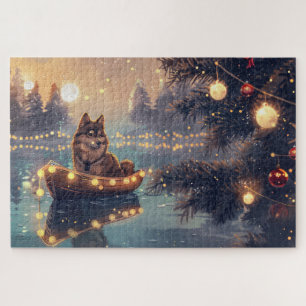Puzzle Viaje festivo de Navidad del Lapphund finlandés