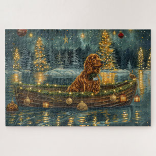 Puzzle Viaje Festivo de Navidad del Setter Rojo Irlandés
