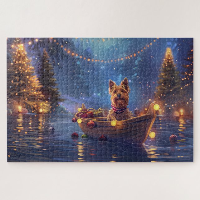 Puzzle Viaje Festivo de Navidad del Terrier Australiano (Horizontal)