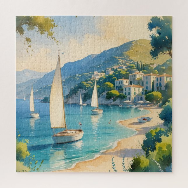 Puzzle Viaje francés estilo vintage Cote D'Azur (Vertical)