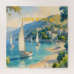 Puzzle Viaje francés estilo vintage Cote D'Azur