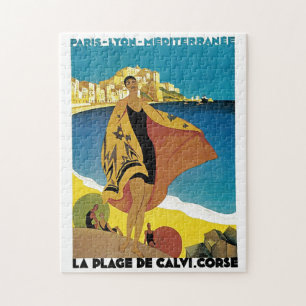 Puzzle Viaje francés vintage Ilustracion de pintura de ar